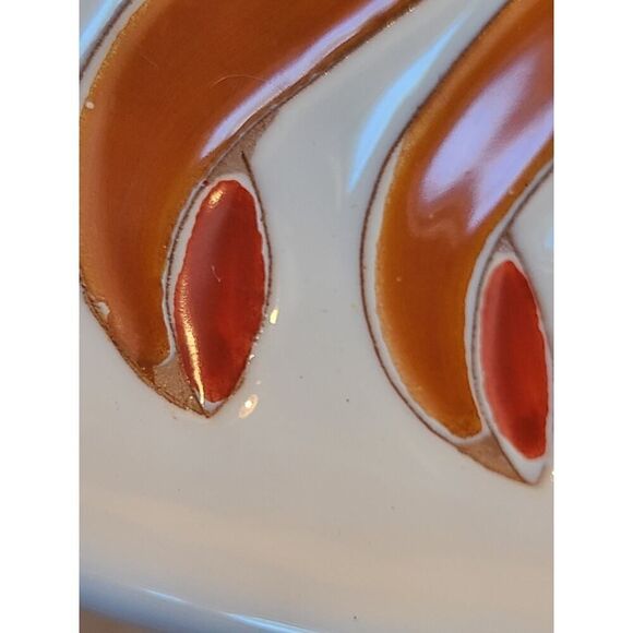 Cerasarda Italy Mario De Biasi 13" Ceramic Tray Autumn Orange Sun Signed MDB86 - Picture 6 of 8
